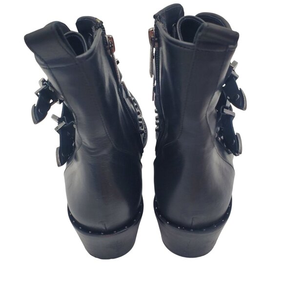 Italy Ivy Kirzhner Women's size 8 US Black Leather Silver Studded Ankle Boots 38 - Picture 13 of 13